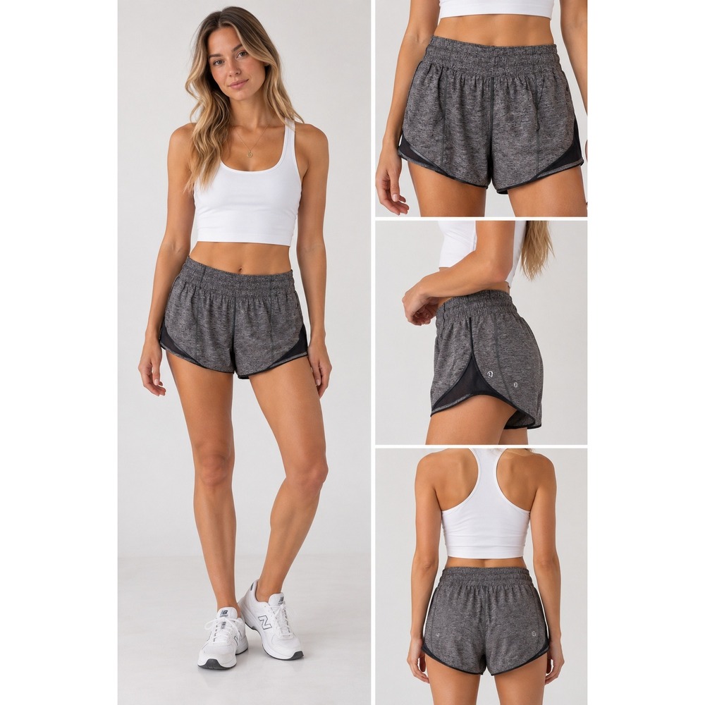 Lululemon Lined Running Shorts Womens Size 4 Heathered Grey